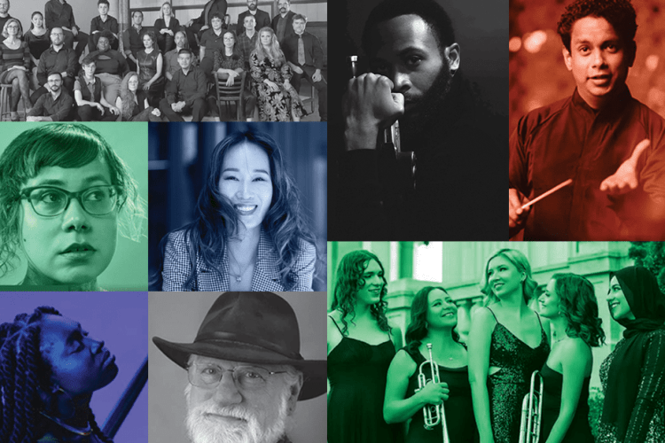 a montage of performer's headshots